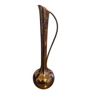 Vintage Silver Plated Bud Vase Gold Tone 7" Slender Mod MCM Japan Renaissance